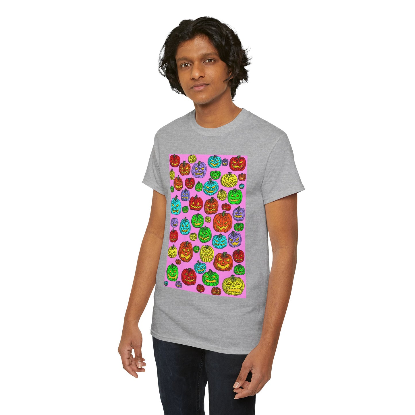 Colorful Pumpkin Graphic Tee, Unisex Cotton T-Shirt, Halloween Costume, Fall Apparel, Trendy Graphic Shirt, Casual Wear