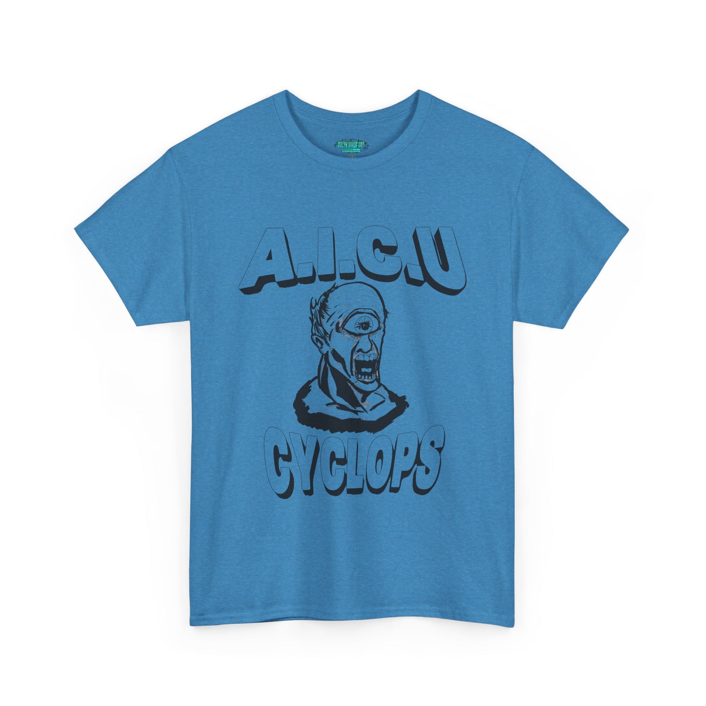 Graphic Unisex Tee - Fake AICU University Cyclops Mascot Mythology Shirt