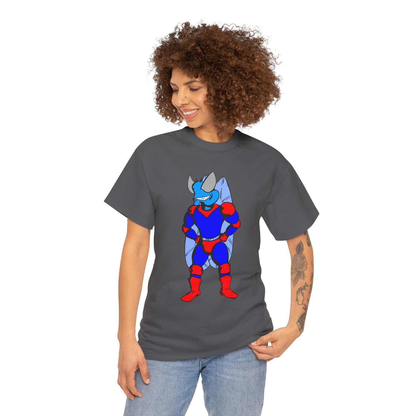 Astro-Fly Hero Graphic Tee - Blue & Red Superhero T-Shirt