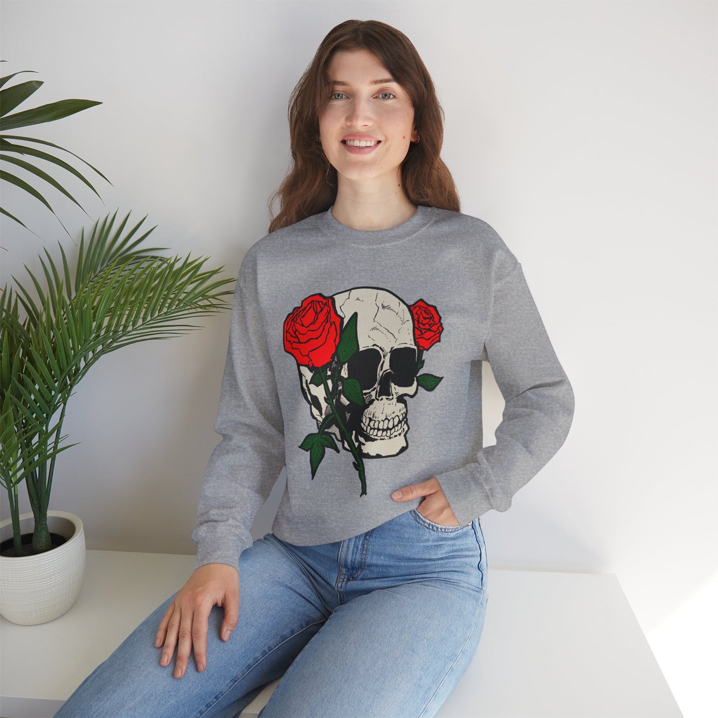 Skull and Roses Crewneck Sweatshirt