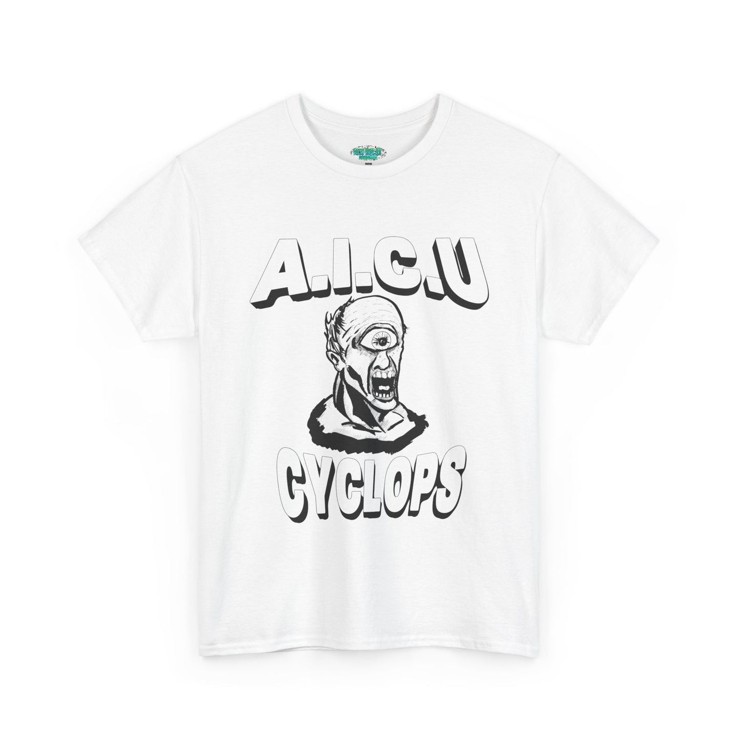 Graphic Unisex Tee - Fake AICU University Cyclops Mascot Mythology Shirt