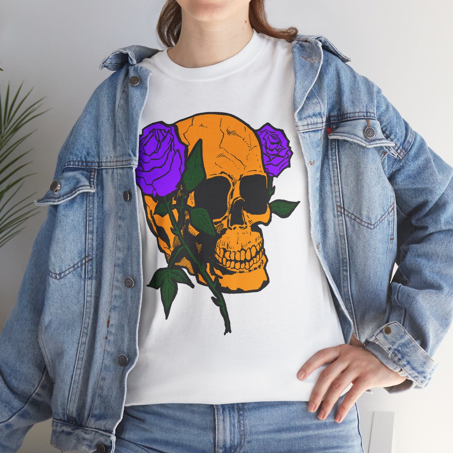 Skull and Roses Unisex Tee, Gothic Aesthetic Shirt, Vintage Graphic T-Shirt, Streetwear Essentials, Edgy Casual Wear