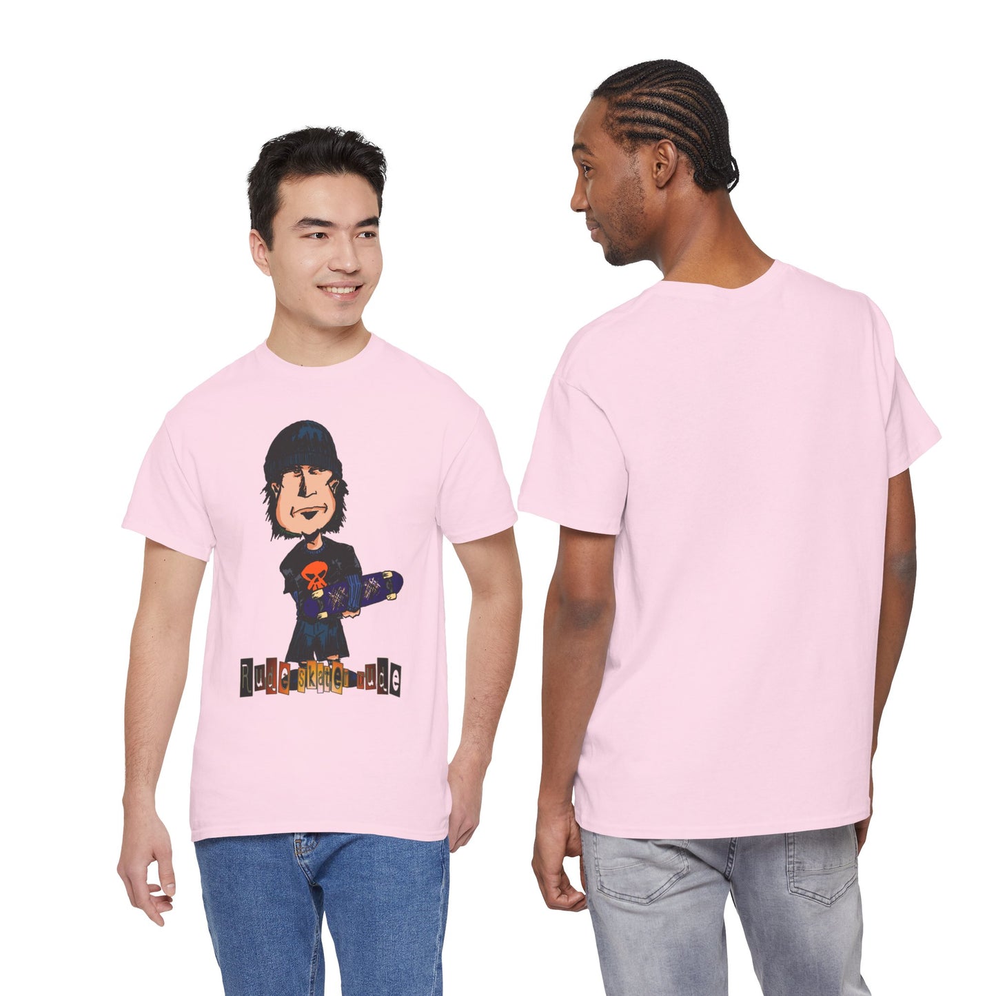 Rude Skater Dude Cartoon Skate Punk T-Shirt — Skateboarding Tee with Skull Design