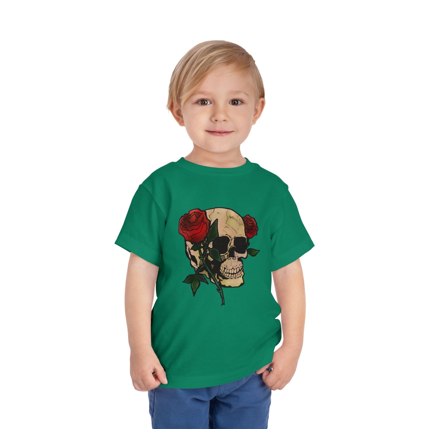 Toddler Tee — Skull with Red Roses Graphic
