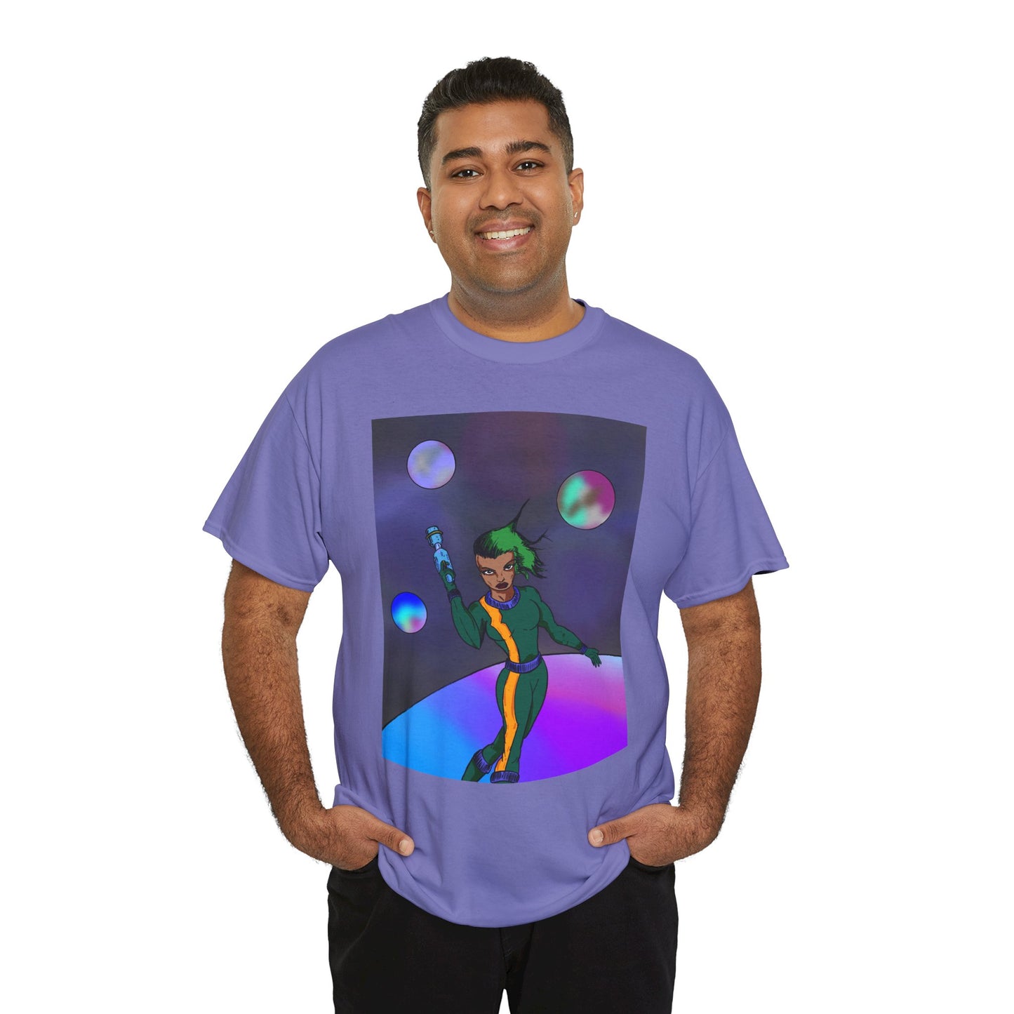 Cosmic Hero Vibe Tee - Unisex Heavy Cotton Tee, Space Art Shirt, Retro Sci-Fi T-Shirt, Gift for Space Lovers, Unique Graphic Tee