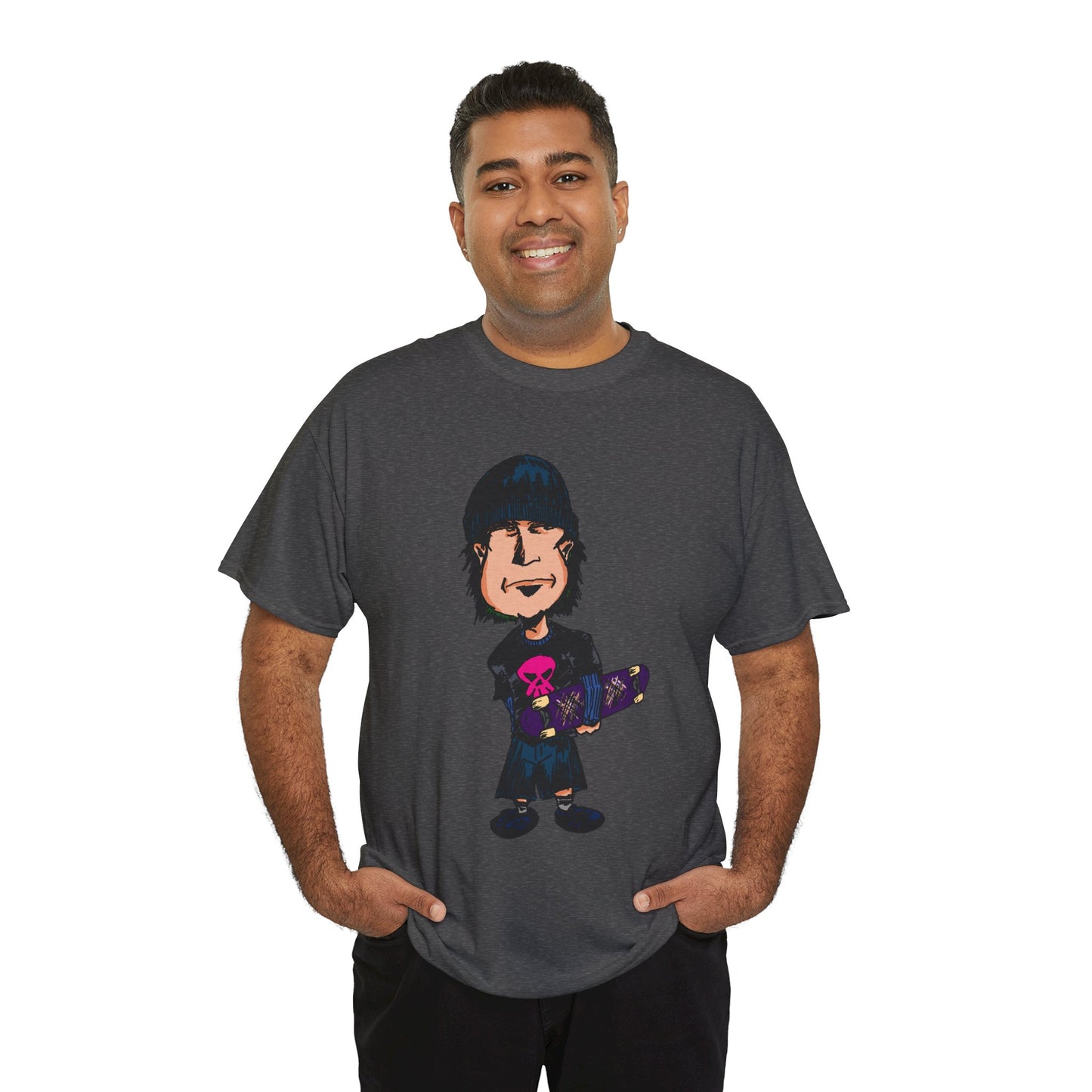 Rude Skater Dude - Skate Punk - Skater Kid Cartoon T‑Shirt — Cute Skateboarder Graphic Tee