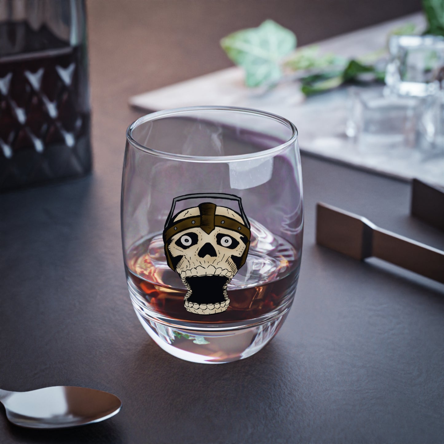 Whiskey Glass - Electrocuted Screaming Skull Gothic Horror Art