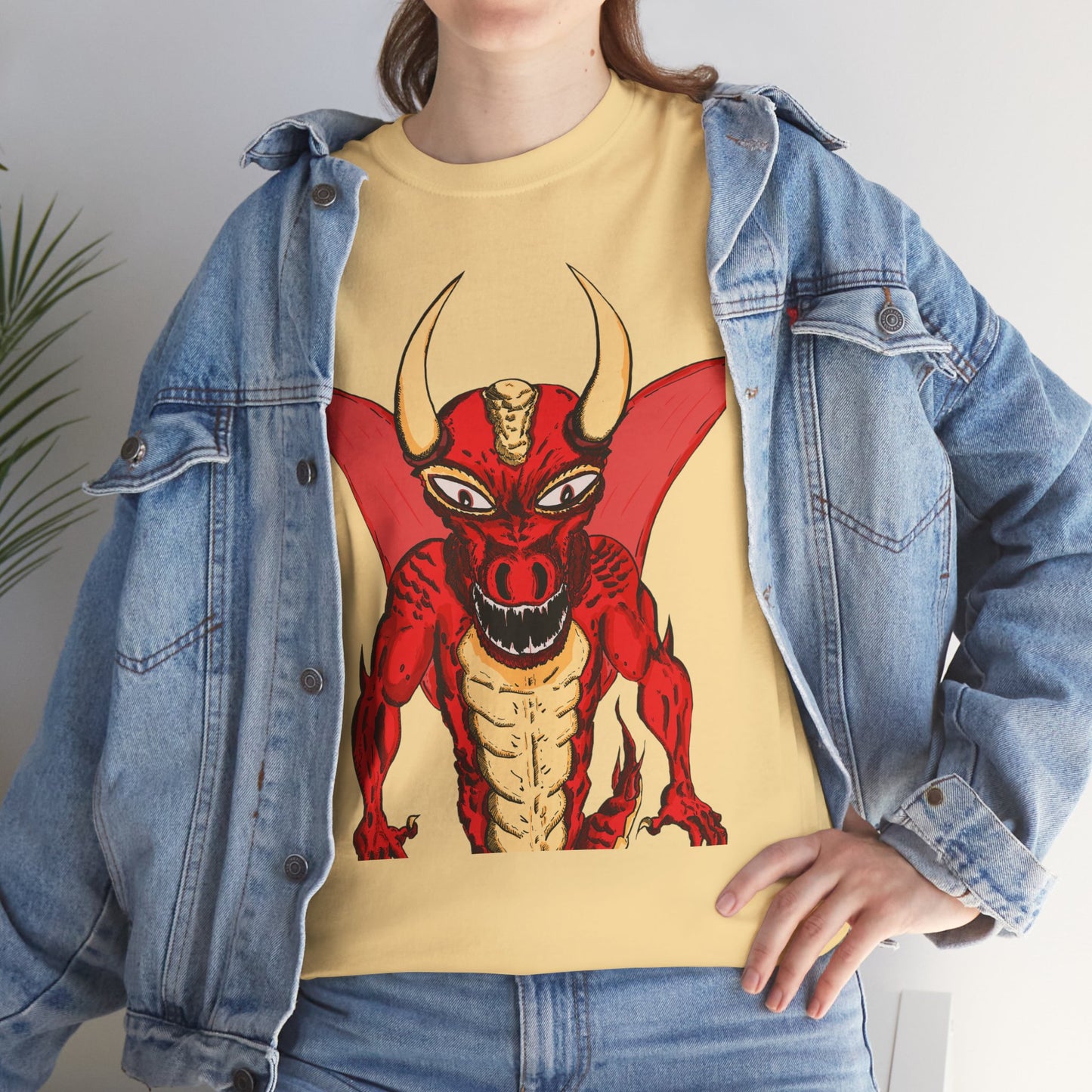 Bold Red Dragon Unisex Heavy Cotton Tee | Graphic Shirt for Anime Fans, Party Wear, Casual Outfit, Gift for Him/Her