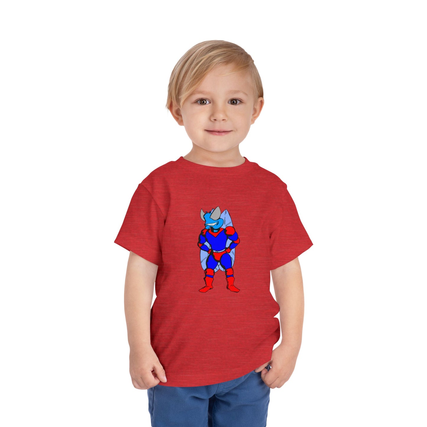 Astro-Fly Toddler Tee — Brave Blue Superhero Bug Graphic