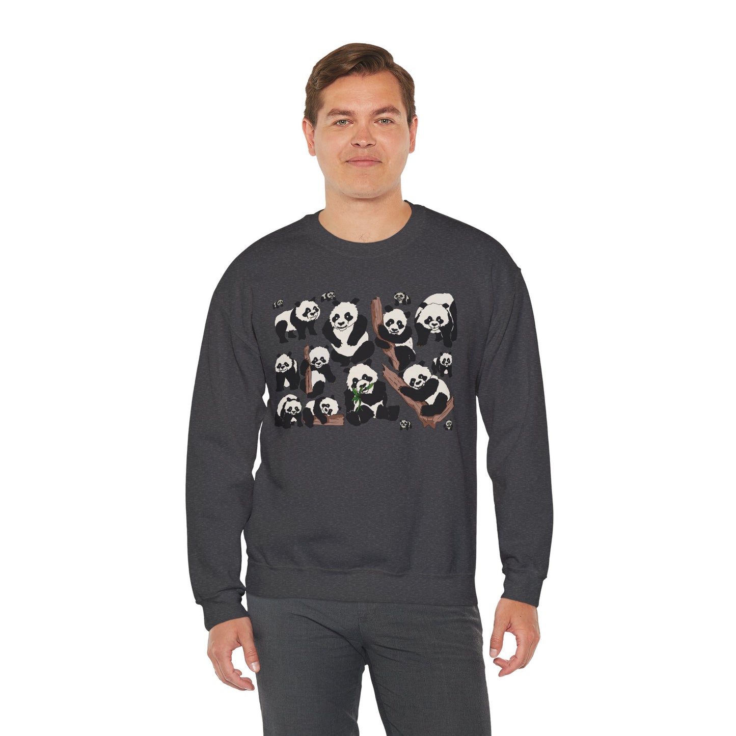 Cozy Panda Crewneck Sweatshirt - Soft Unisex Heavy Blend