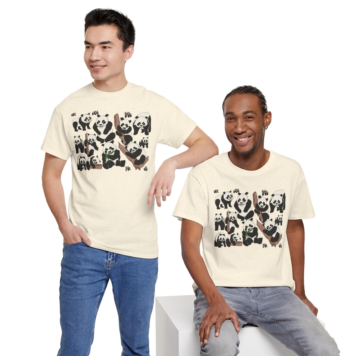 Cute Panda Design Unisex Heavy Cotton Tee | Animal Lover Gift, Casual Wear, Eco-Friendly Apparel, Nature Enthusiast Clothing