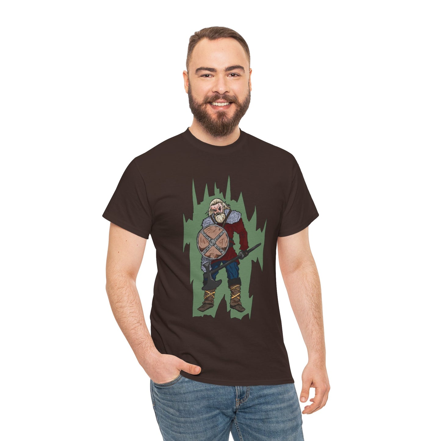 Epic Warrior Graphic Tee, Unisex Heavy Cotton Shirt, Casual Wear, Gamer Gift, Medieval Art Clothing, Battle Theme Fashion