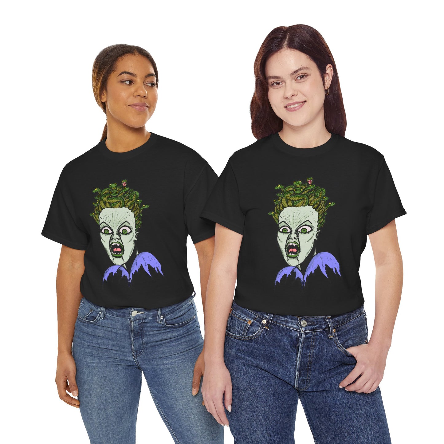 Spooky Medusa Unisex Heavy Cotton Tee - Perfect for Halloween, Horror Fans, Casual Wear, Party Outfits, Graphic Tees