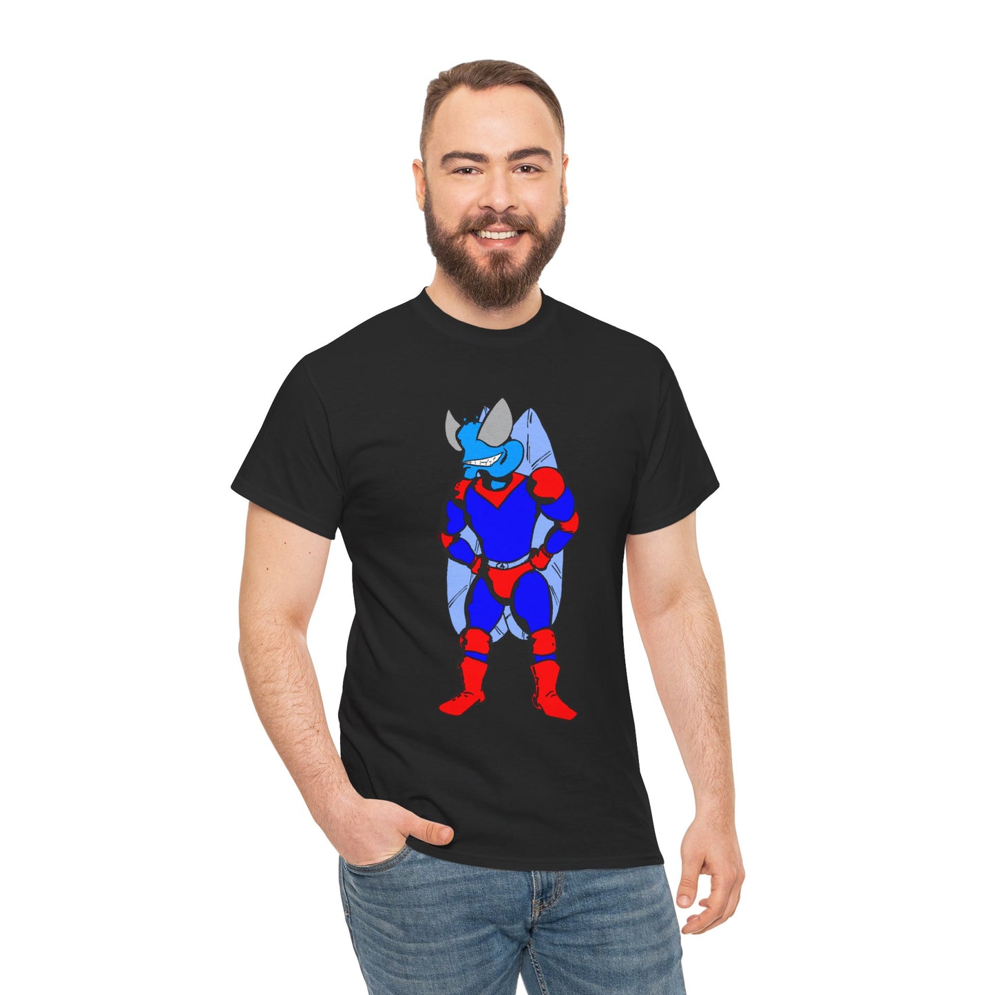 Astro-Fly Hero Graphic Tee - Blue & Red Superhero T-Shirt