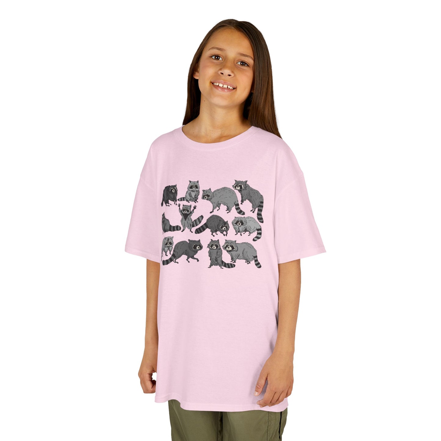 Cute Raccoons Pattern Kids Tee, Animal Lover Gift, Funny Raccoon Shirt, Children's Apparel, Birthday Outfit, Pet Lover Tee