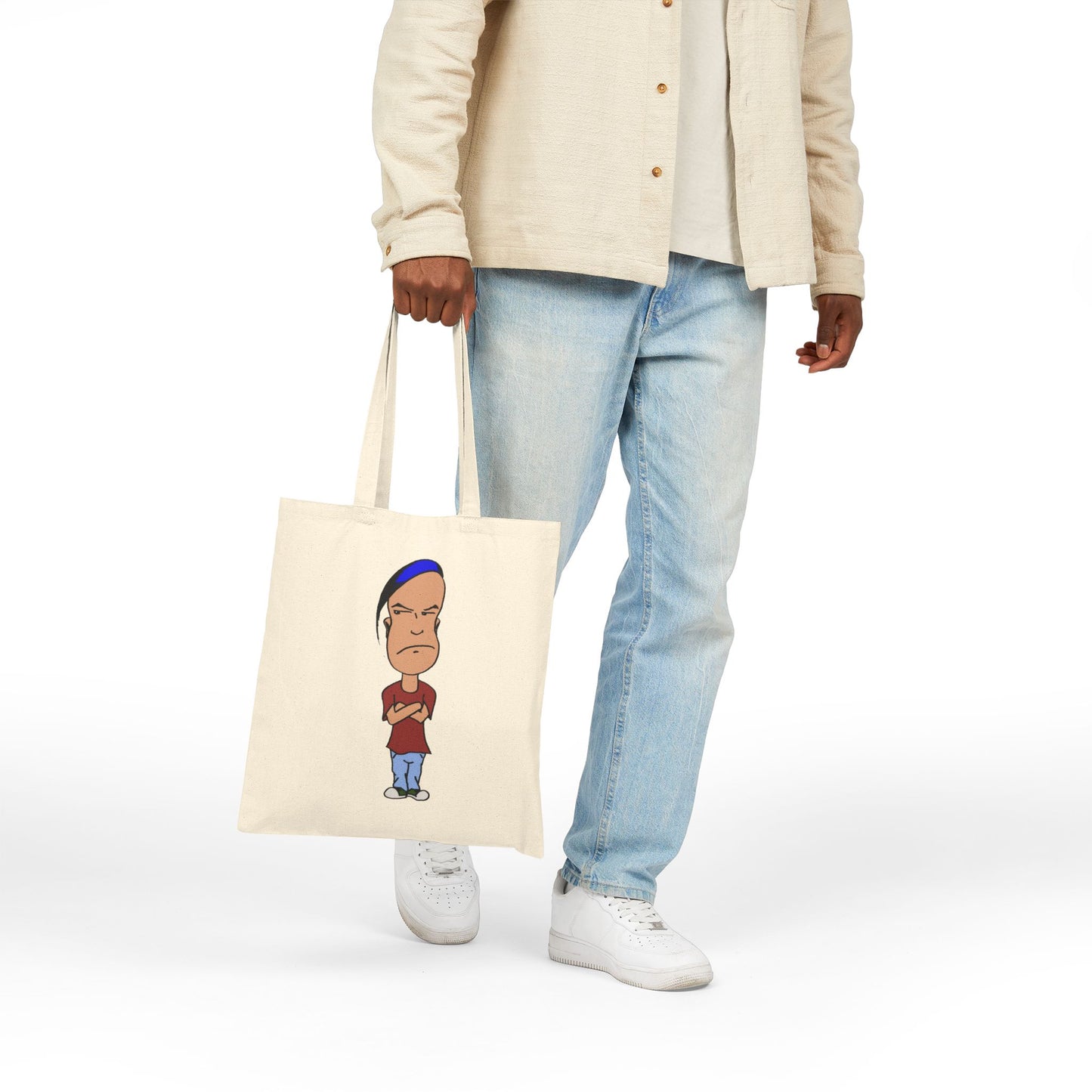 Smug - Canvas Tote Bag — Cartoon Grumpy Teen Character Illustration