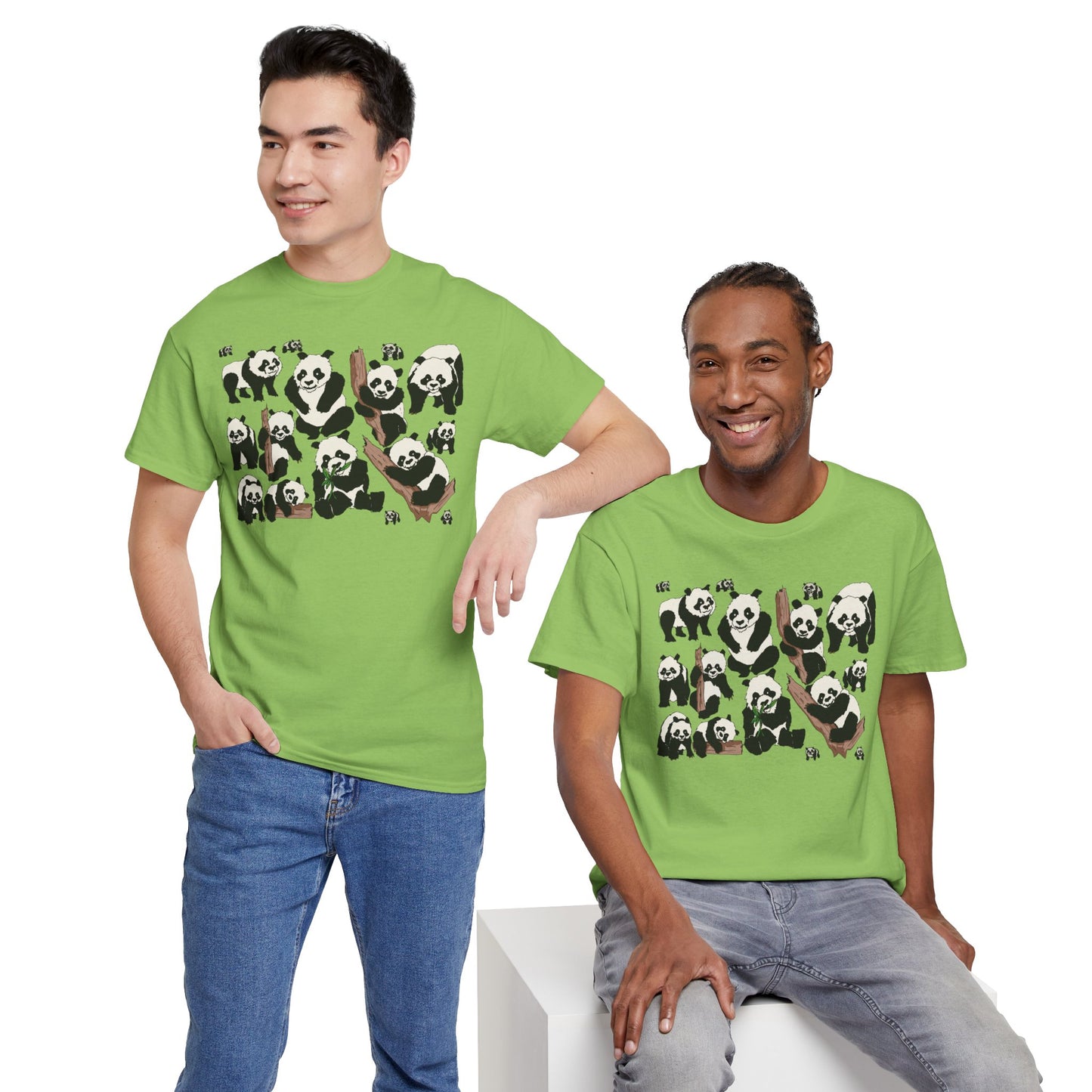 Cute Panda Design Unisex Heavy Cotton Tee | Animal Lover Gift, Casual Wear, Eco-Friendly Apparel, Nature Enthusiast Clothing