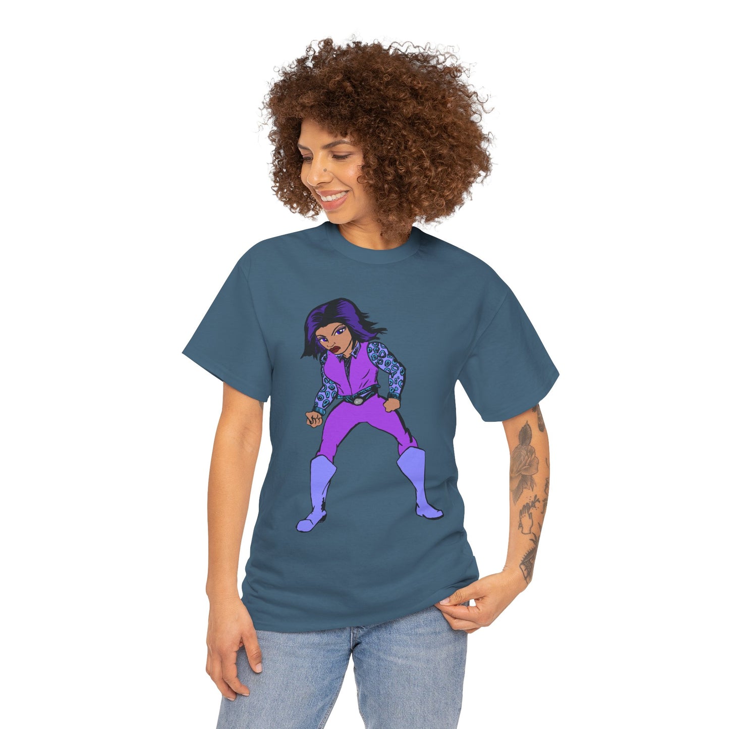 Retro Cartoon Hero Woman Character Unisex Heavy Cotton Tee, Vintage Graphic Tee, Fun T-Shirt, Gift for Fans, Casual Wear, Everyday Tee