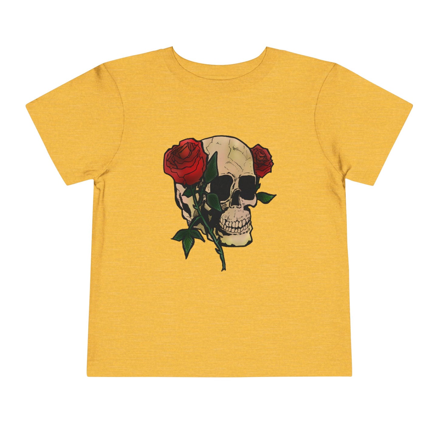 Toddler Tee — Skull with Red Roses Graphic