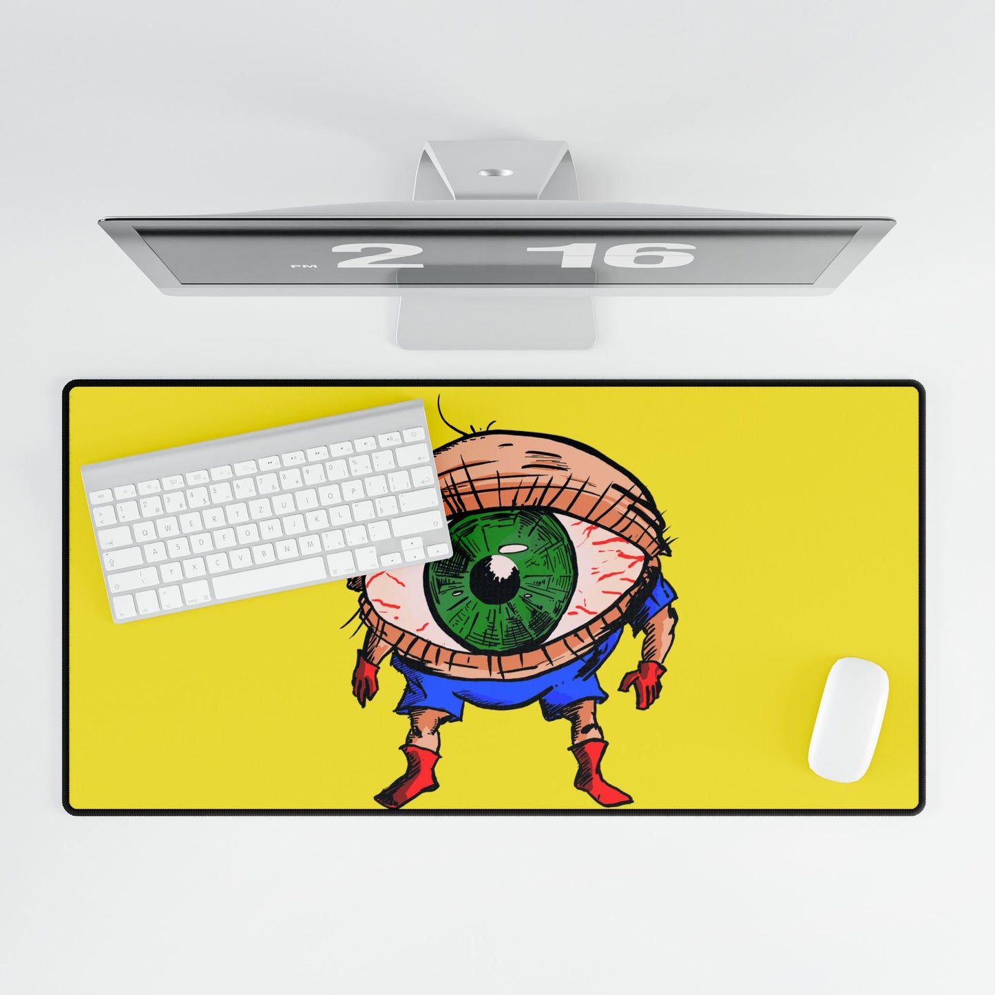 Terrif-EYE-ing Desk Mat — Bold Yellow Gaming/Work Mousepad and Card Playing Mat