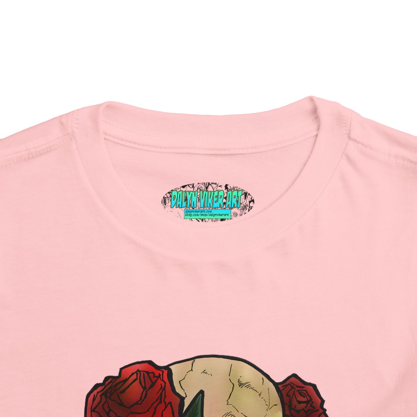 Toddler Tee — Skull with Red Roses Graphic