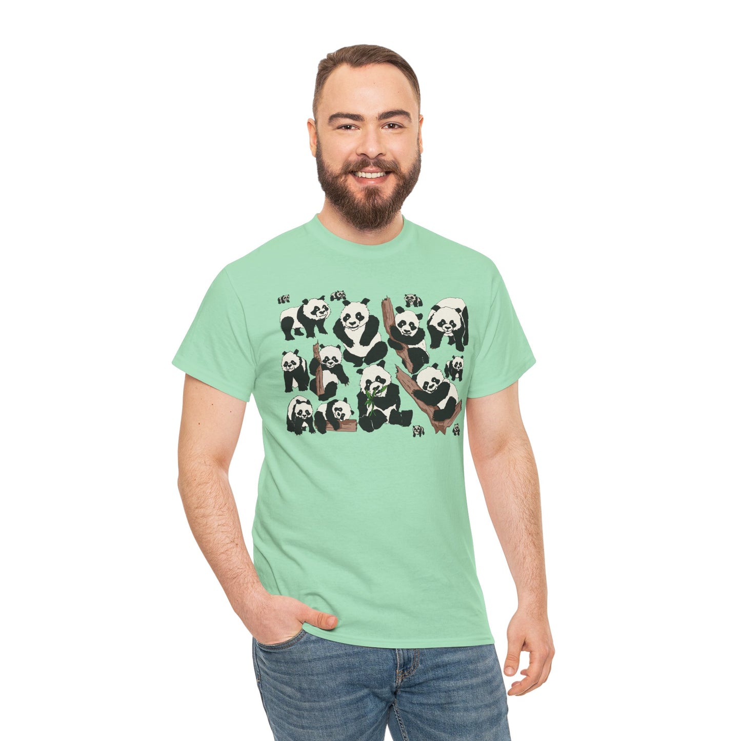 Cute Panda Design Unisex Heavy Cotton Tee | Animal Lover Gift, Casual Wear, Eco-Friendly Apparel, Nature Enthusiast Clothing