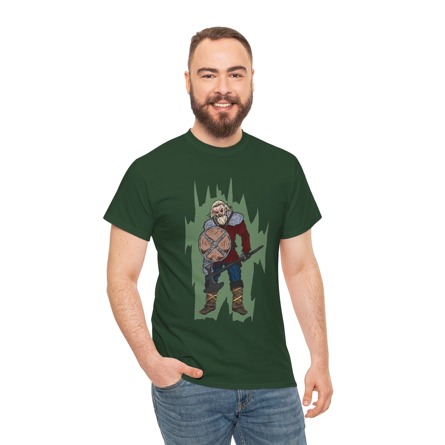 Epic Warrior Graphic Tee, Unisex Heavy Cotton Shirt, Casual Wear, Gamer Gift, Medieval Art Clothing, Battle Theme Fashion