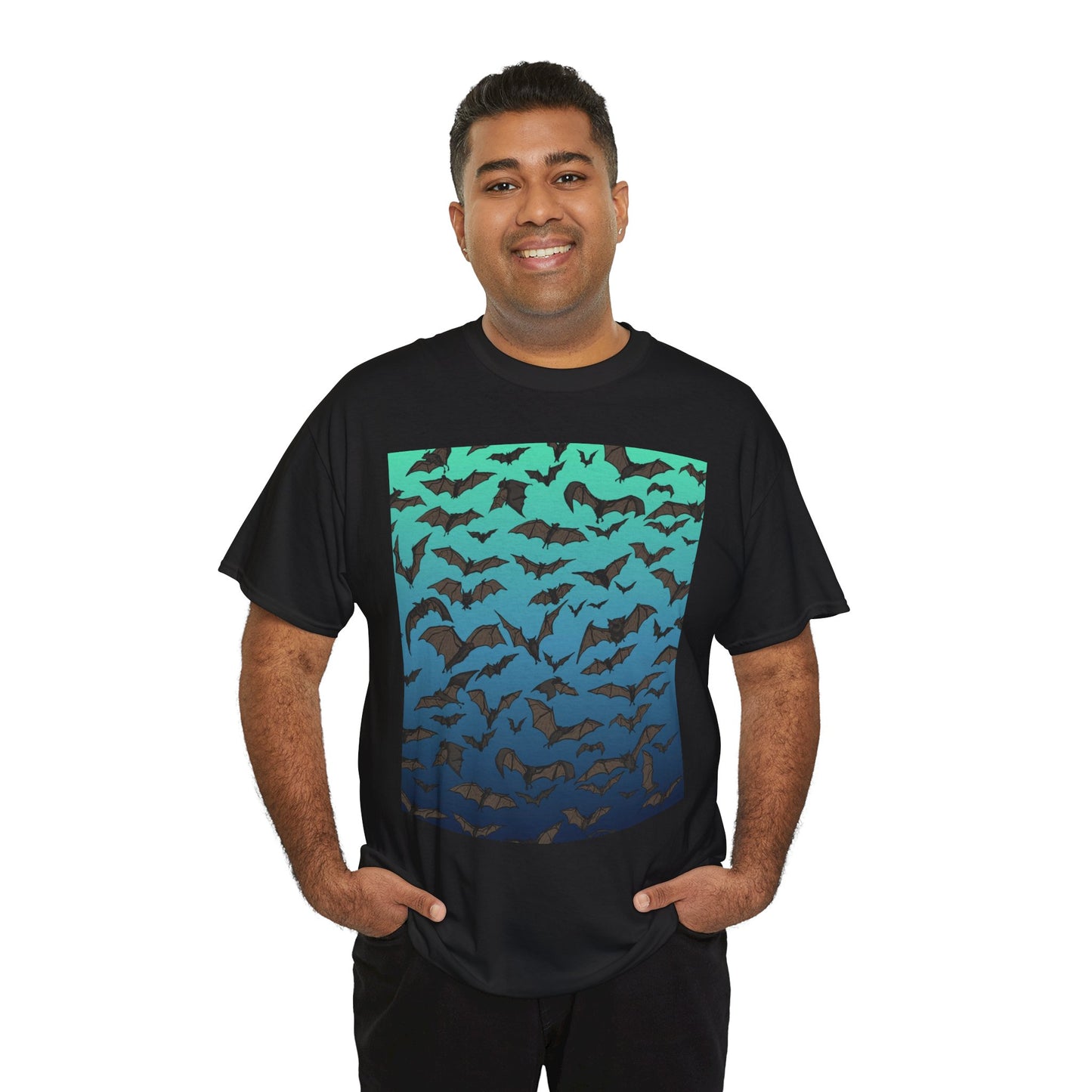 Bat Swarm Graphic Tee — Gradient Night Flight T-Shirt