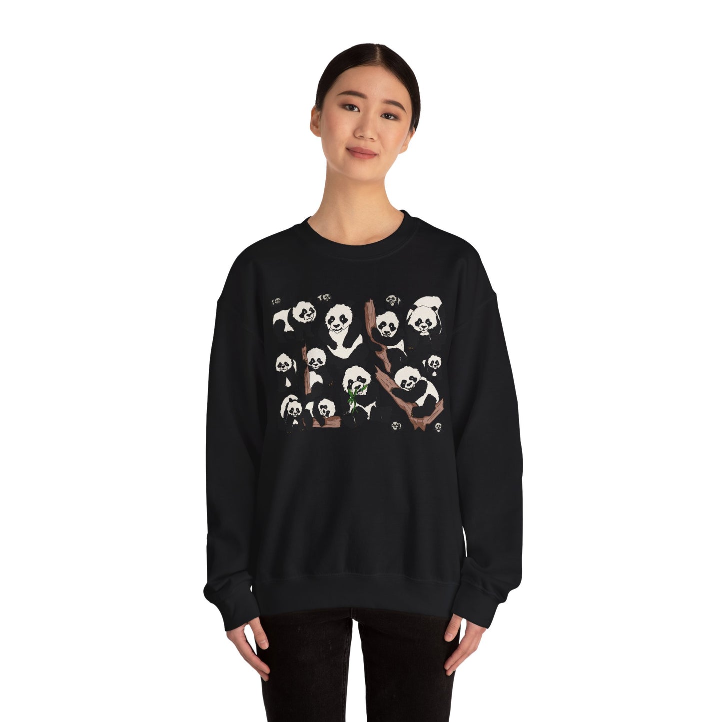 Cozy Panda Crewneck Sweatshirt - Soft Unisex Heavy Blend