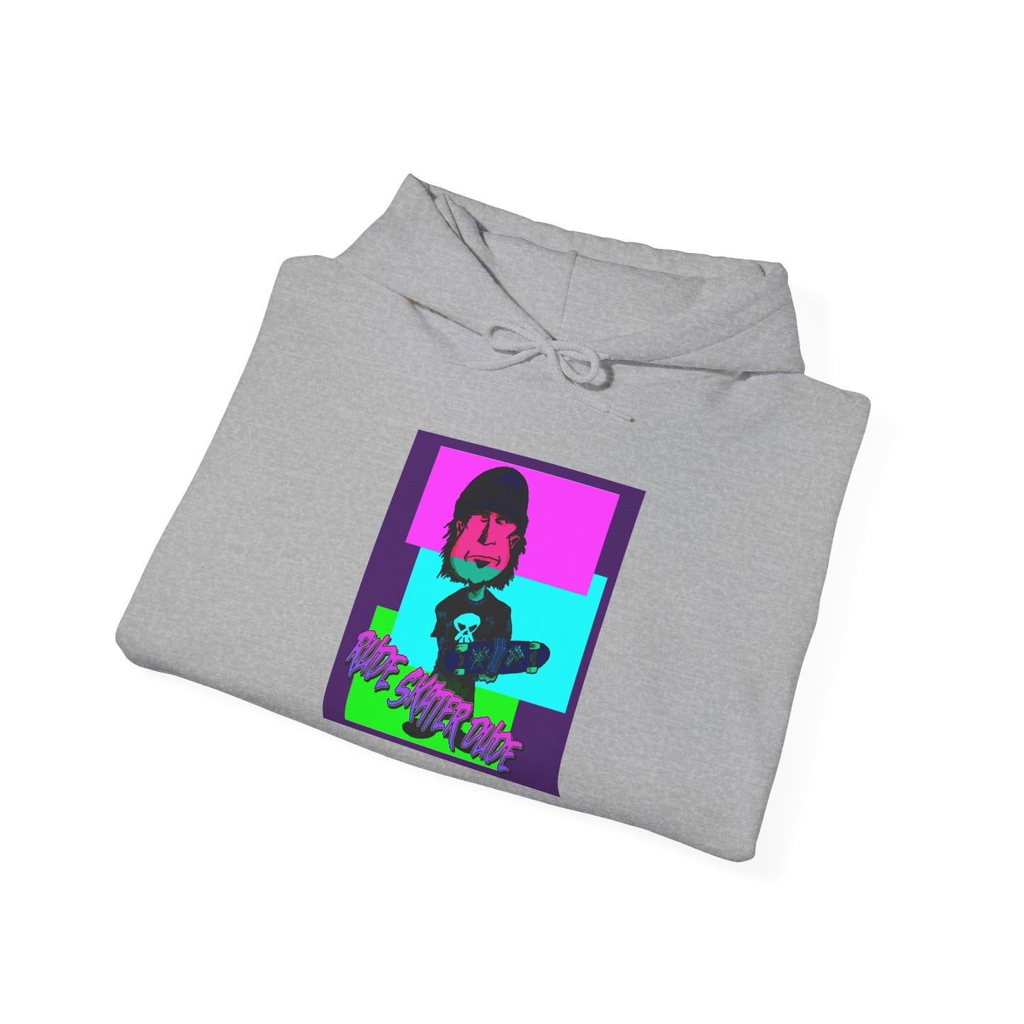 Retro Neon Rude Skater Dude Hoodie — Streetwear
