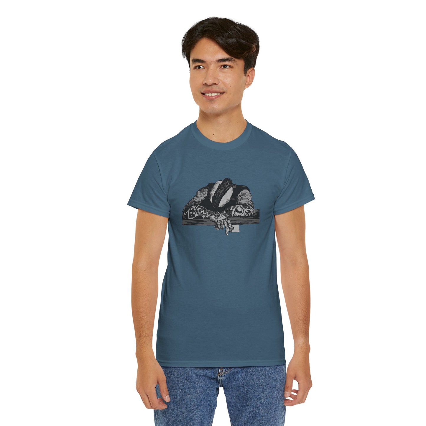 Punk and Done(grayscale) - Graphic Unisex Heavy Cotton Tee - Independent Illustration for Everyday Wear