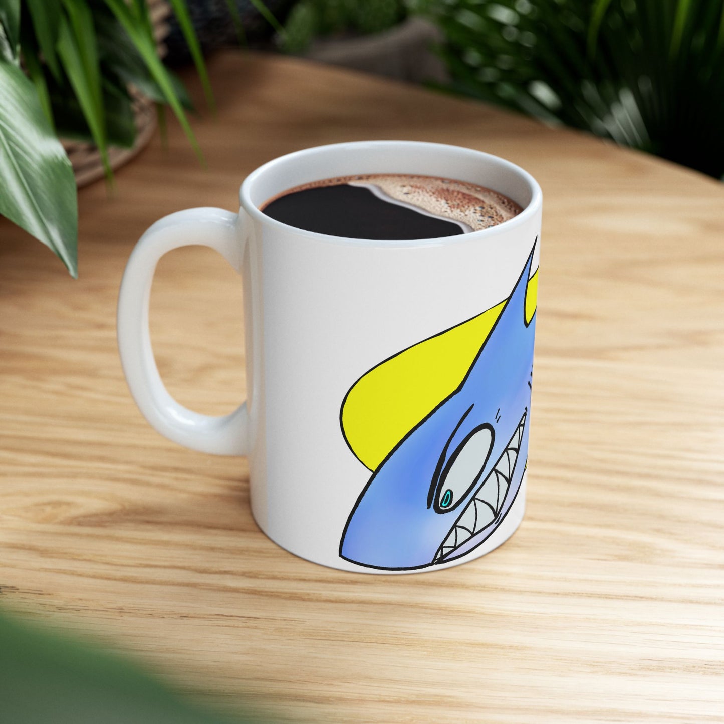 Sharky Ceramic Mug - Fun Gift for Ocean Lovers, Coffee Cup, Shark Enthusiast Mug, Unique Kitchenware, Birthday Present