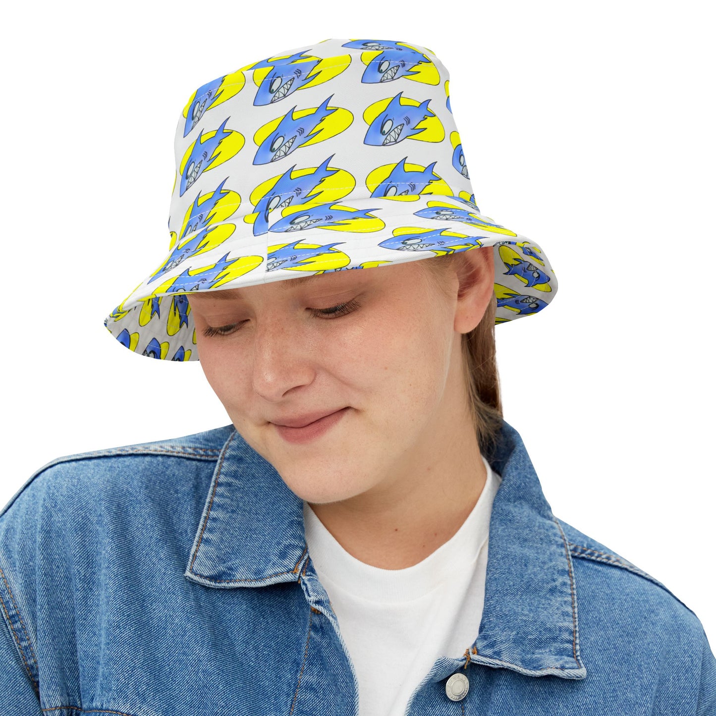 Colorful Shark-Themed Bucket Hat, Fun Summer Accessory, Perfect for Festivals, Gifts for Sea Life Lovers, Unique Animal Print Hat