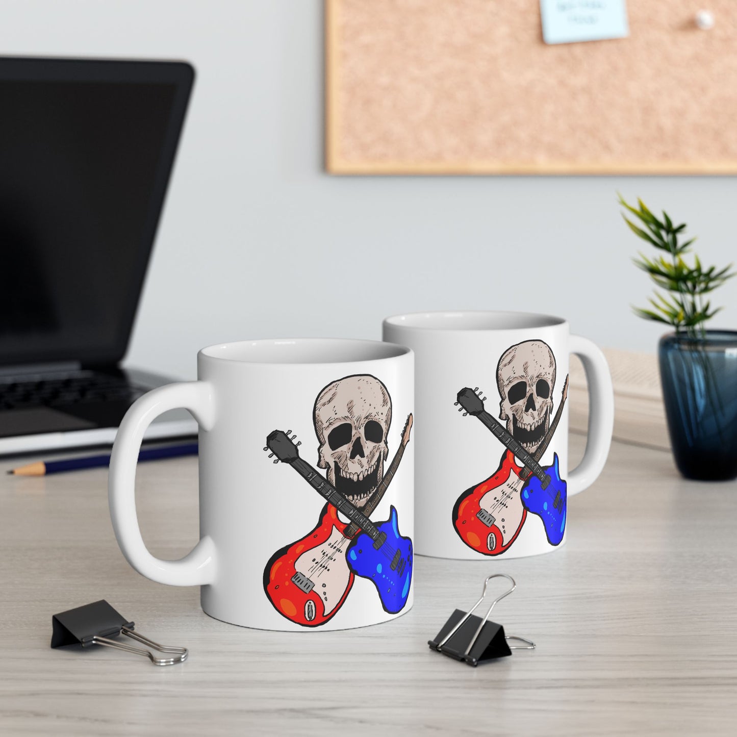 Deathly Rock & Roll Ceramic Mug - Perfect for Musicians, Coffee Lovers, Gifts for Guitarists, Home Decor, Birthday Celebration