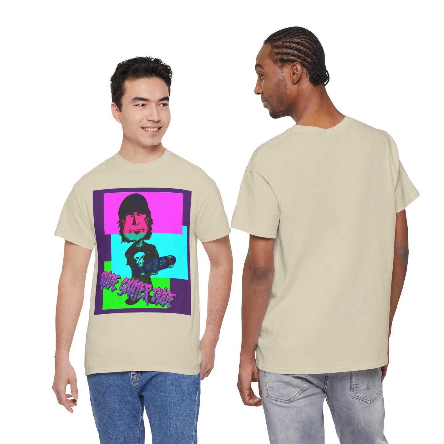 Retro Neon Skateboard Tee — "Rude Skater Dude" Graphic