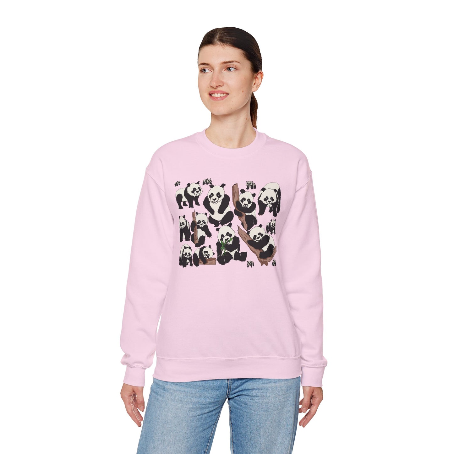 Cozy Panda Crewneck Sweatshirt - Soft Unisex Heavy Blend