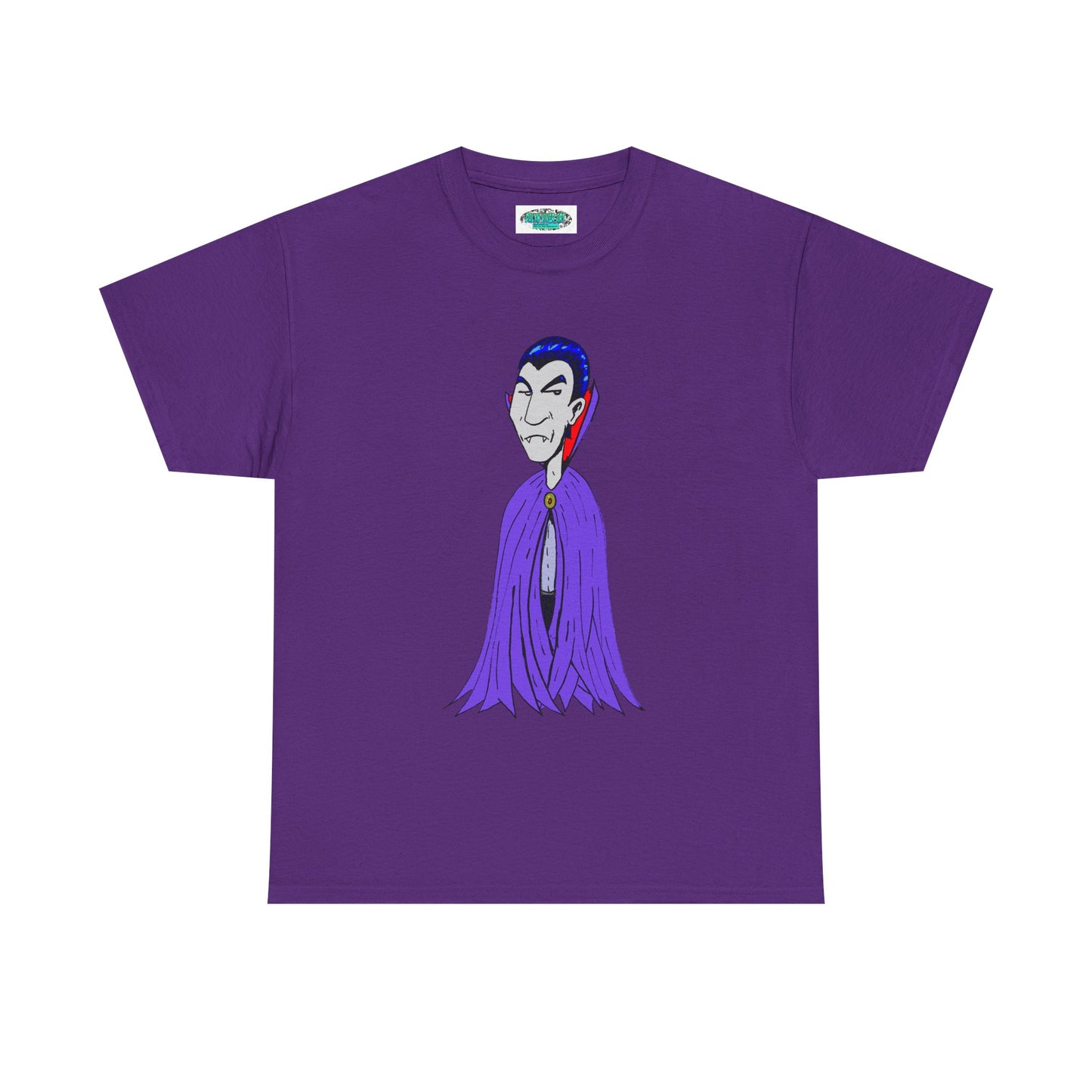 Vampire Cartoon Tee - Cute Purple Cloak Dracula Graphic T-Shirt