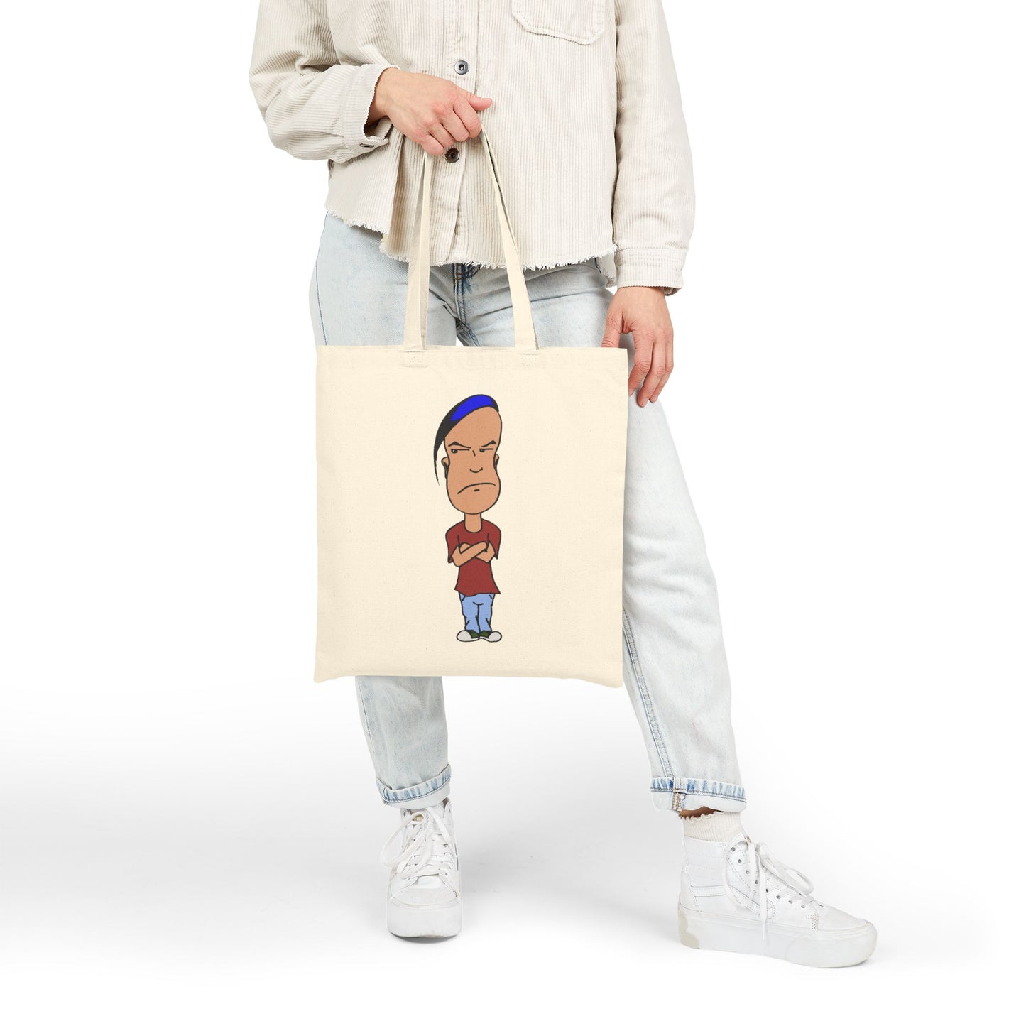 Smug - Canvas Tote Bag — Cartoon Grumpy Teen Character Illustration