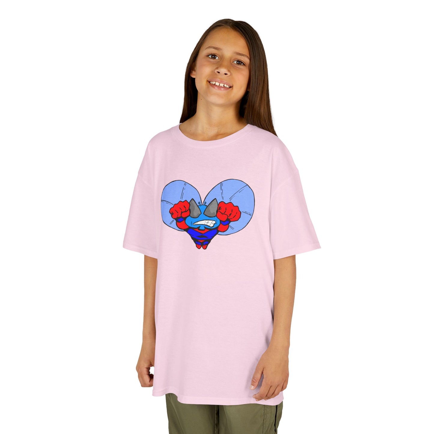 Astro-Fly Kids Superhero T‑Shirt — Cute Blue Hero Design