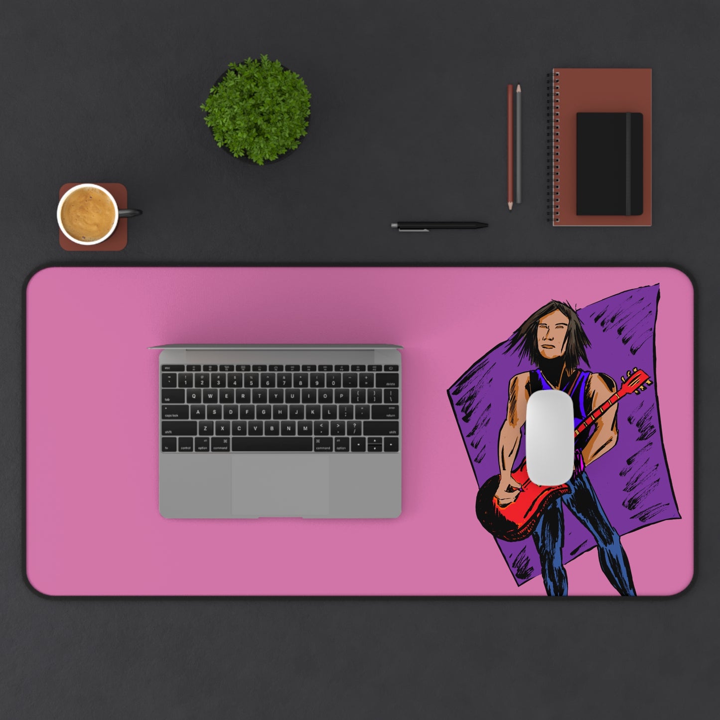 Rock Star Desk Mat - Music Lover Gift, Gamer Workspace, Office Decor, Unique Desk Accessory, Guitarist Art Mat