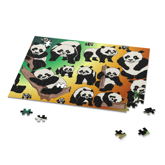Panda Pattern Puzzle — 120/252/500-Piece Jigsaw with Cute Panda Illustrations