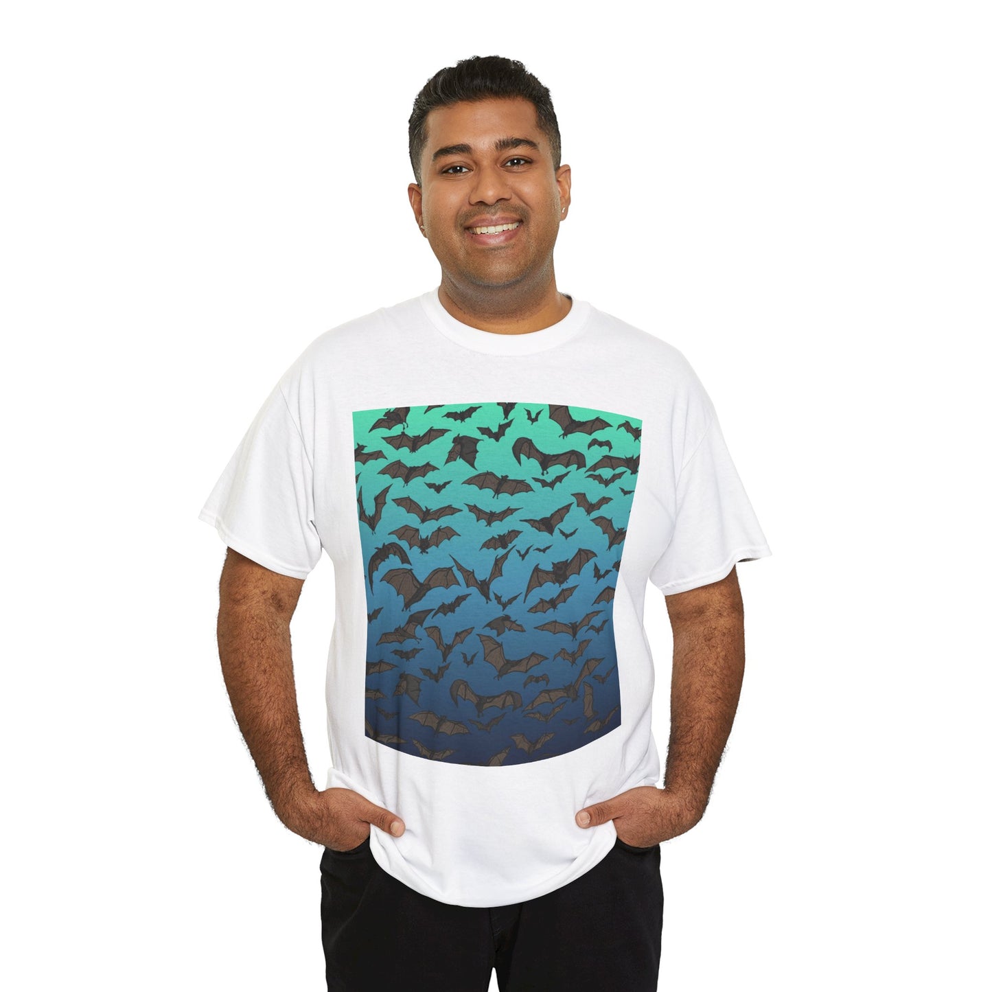 Bat Swarm Graphic Tee — Gradient Night Flight T-Shirt
