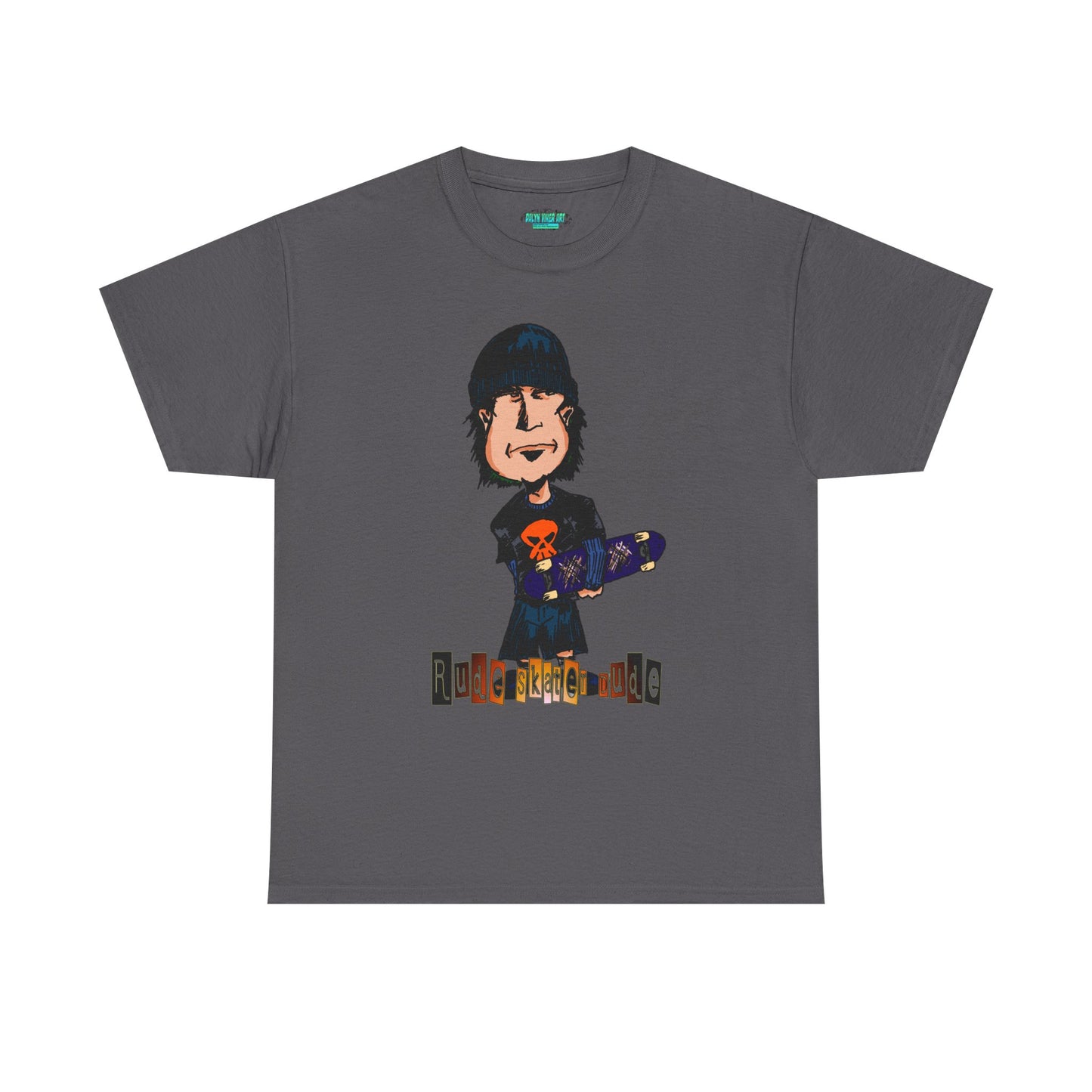 Rude Skater Dude Cartoon Skate Punk T-Shirt — Skateboarding Tee with Skull Design