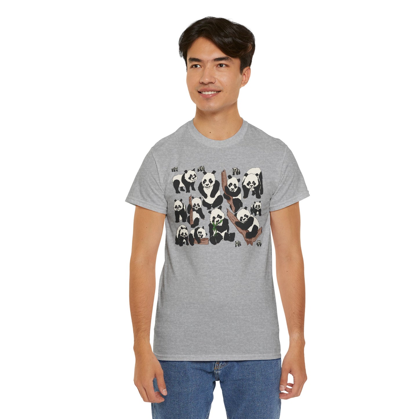 Cute Panda Design Unisex Heavy Cotton Tee | Animal Lover Gift, Casual Wear, Eco-Friendly Apparel, Nature Enthusiast Clothing