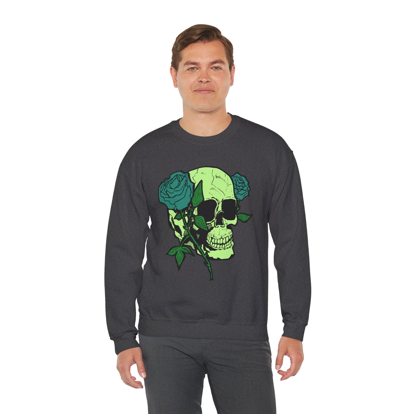 Skull and Roses Crewneck Sweatshirt for Unisex