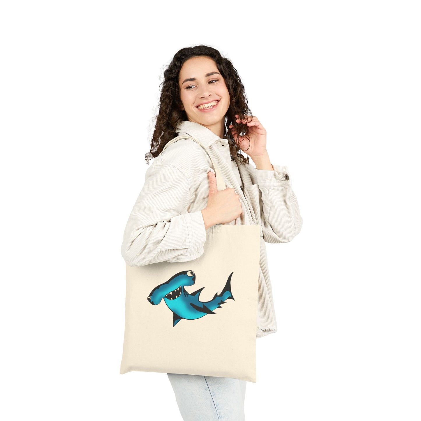 Harley Hammerhead Shark Canvas Tote Bag – Cute Ocean Animal Beach Market Bag