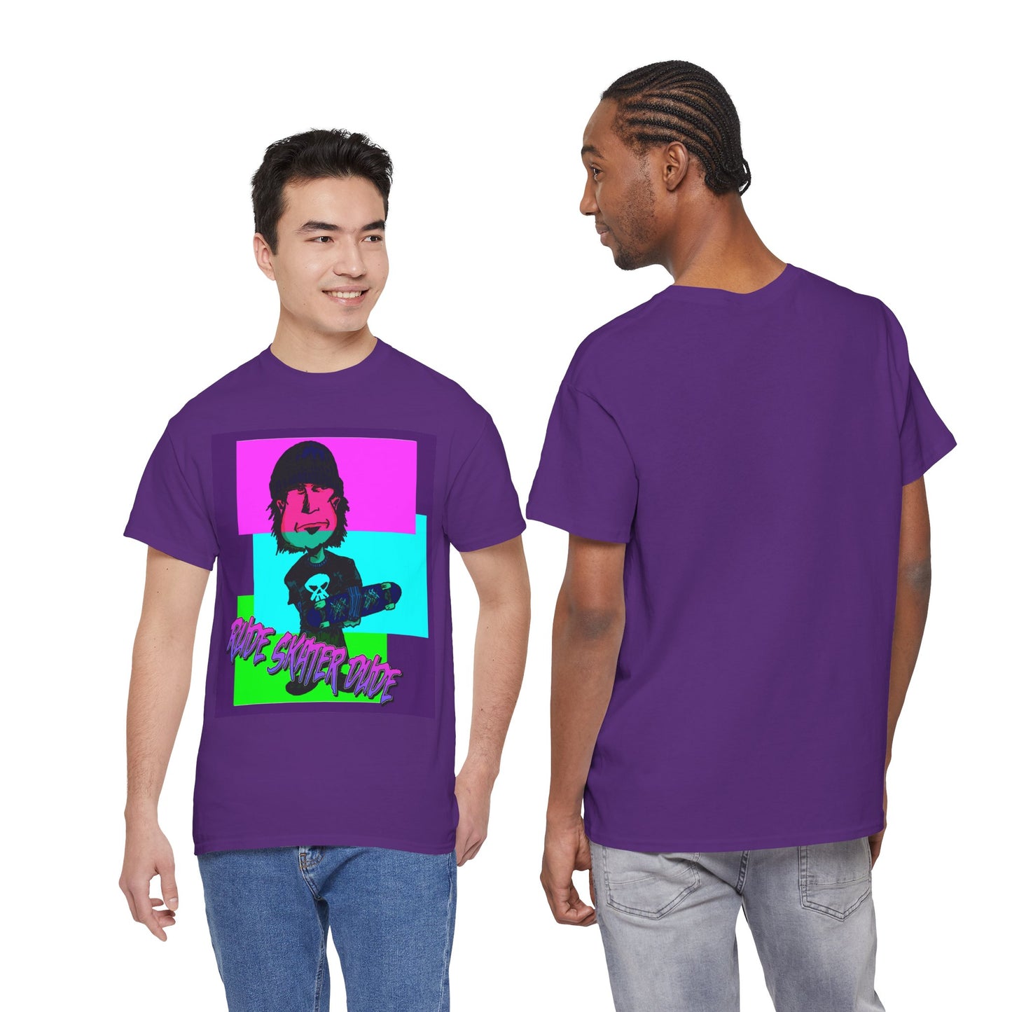 Retro Neon Skateboard Tee — "Rude Skater Dude" Graphic
