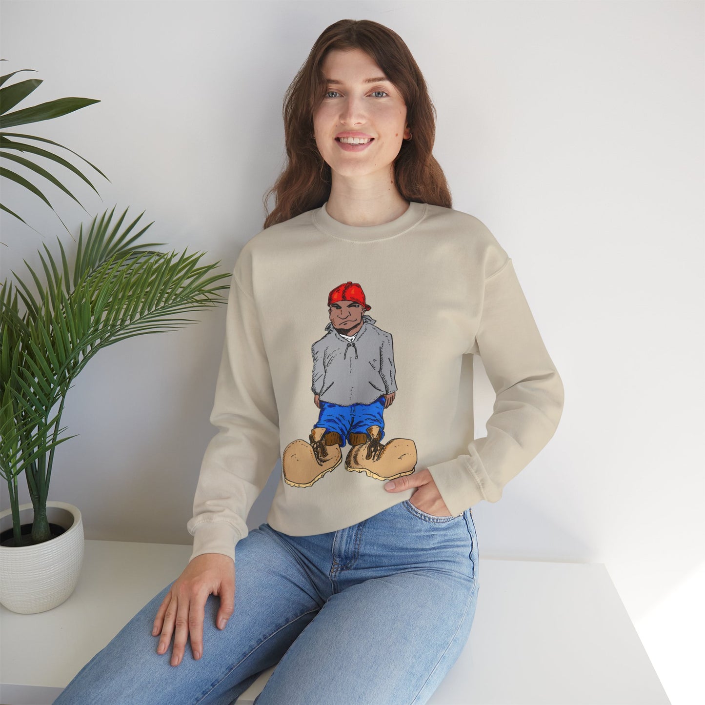 Urban Street Fun Character Boots Art Unisex Crewneck Sweatshirt
