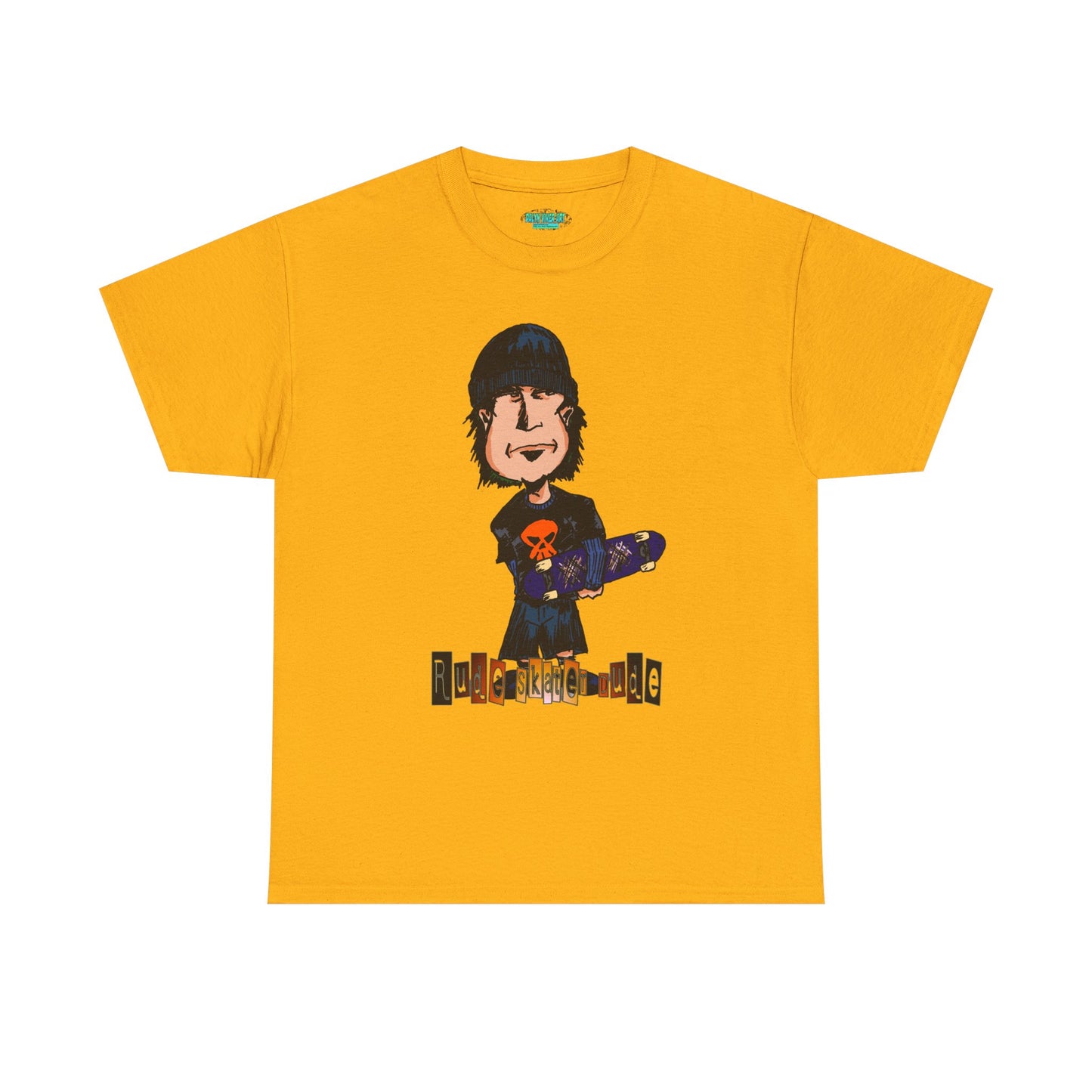 Rude Skater Dude Cartoon Skate Punk T-Shirt — Skateboarding Tee with Skull Design