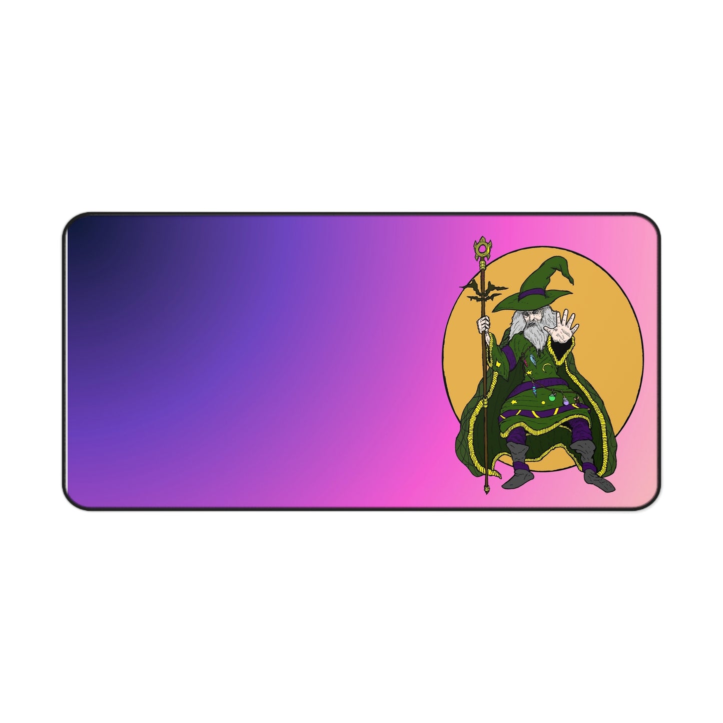 Wizard Holding a Magical Staff - Desk Mat